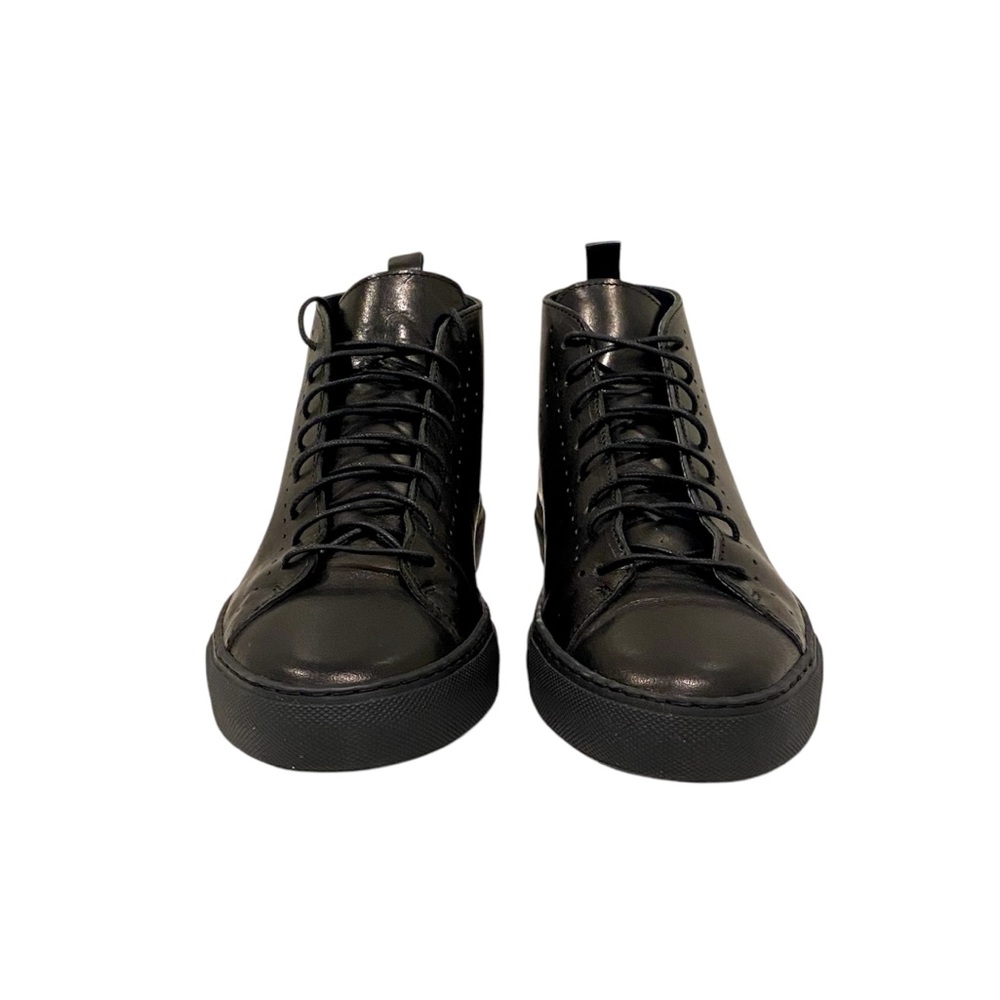 Rebecca Minkoff Uri Genuine Leather Lace Up Dress Designer Sneakers Boots Black